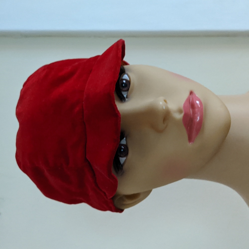 Small Vintage deep Red Velvet Riding Cap